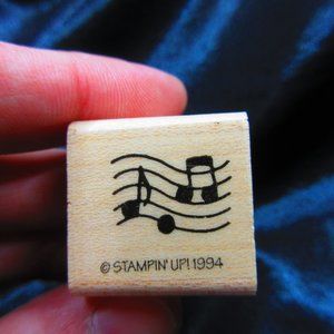 Music Notes Wood Mounted Stamp 1" X 1"